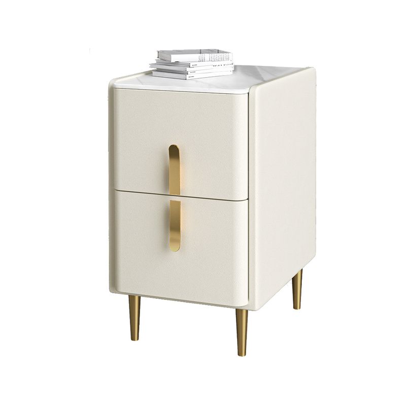 19.69" Tall 2-Drawer Stone Night Table Legs Included Solid Wood Bedside Cabinet