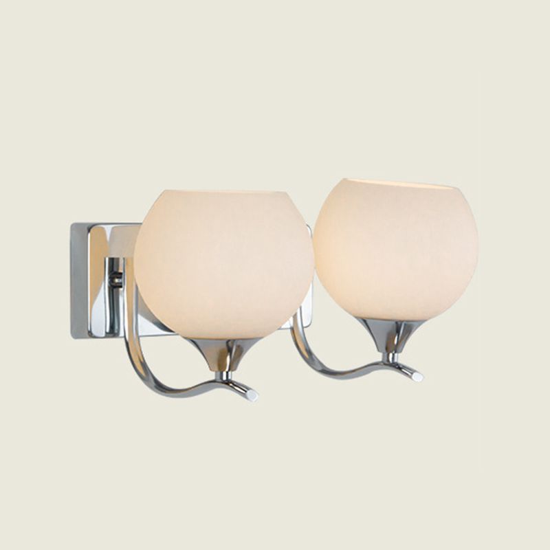 White Modern Metal Wall Sconce Geometric Shape Wall Light with Glass Shade for Living Room