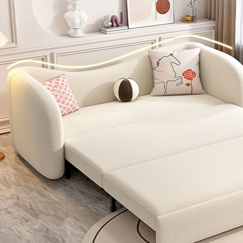 Contemporary Beige Sofa Bed Tuxedo Arm Sofa Bed with 2 Pillows
