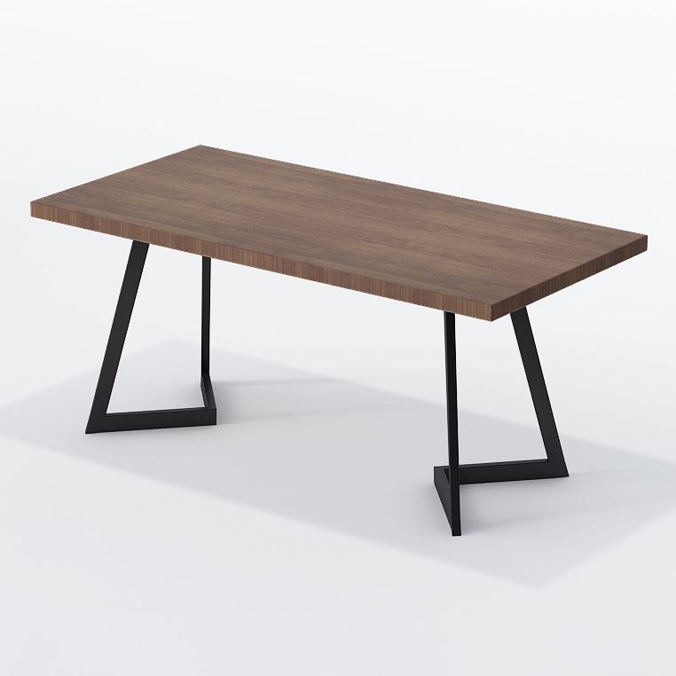 Industrial Solid Wood Dinner Room Kitchen Table Brown Table with Black Frame