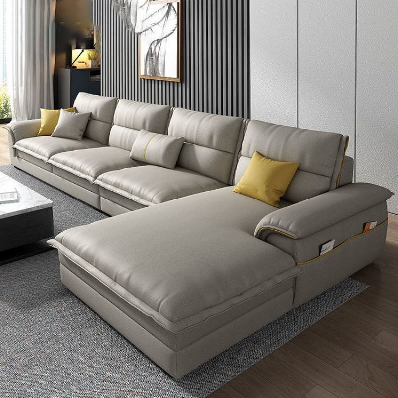 Contemporary Reversible Chaise Sofa with Removable Cushions Slipcovered Sofa