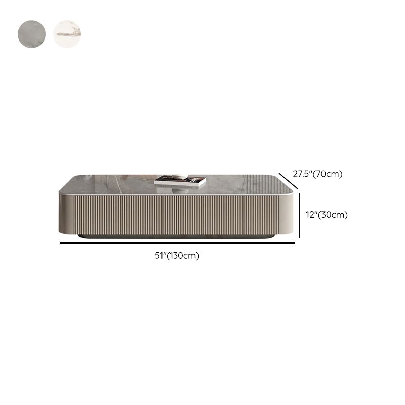 Pedestal Glam Coffee Table Rectangle Slate Single Coffee Table with Drawer