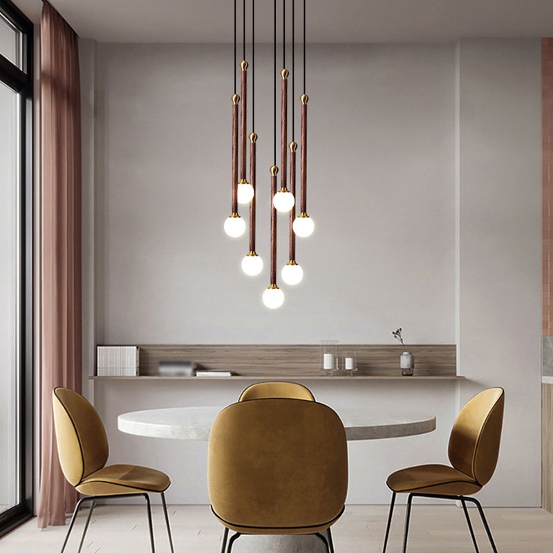 Multi -Light -kugelhaltiger Anhänger moderner Holzhängung Licht für Wohnzimmer