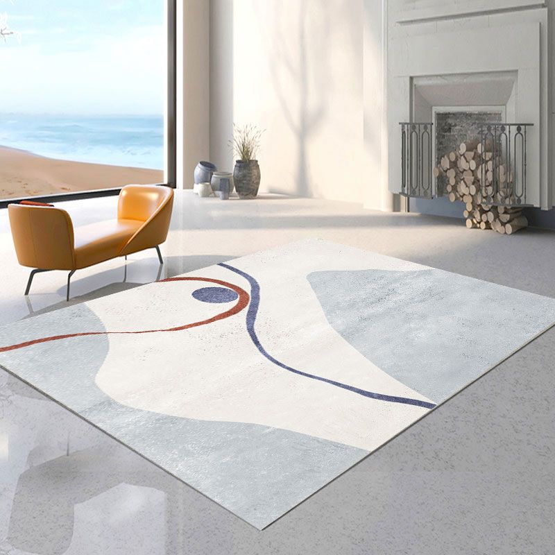 Creative Abstract Print Rug Apricot Tone Polyester Area Carpet Non-Slip Backing Rug for Living Room