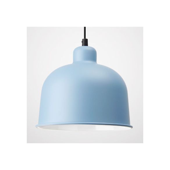 Bowl Shade Hanging Light Single Head Macaron Style Aluminum Pendant Lamp for Restaurant