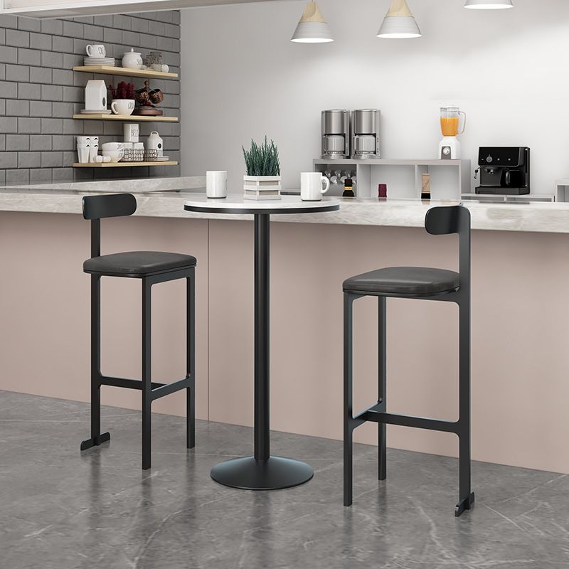 Glam Faux Leather Bar Stool Low Back Counter Bar Stool for Home