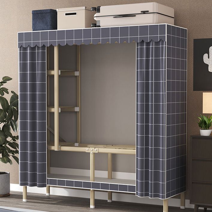 Contemporary Style Metal Wardrobe Cloth Rod Included Wardrobe Closet