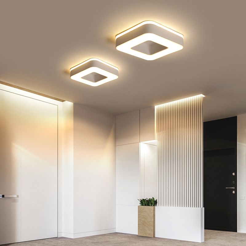 Lámpara empotrada LED de pasillo pequeño, accesorio montado en el techo de estilo nórdico de metal con difusor acrílico