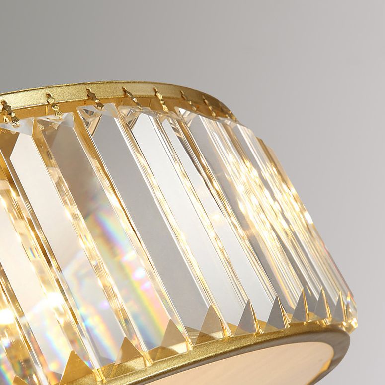 Lámpara de techo LED de cristal circular en luz de techo de hierro forjado de estilo moderno y lujoso para espacios interiores