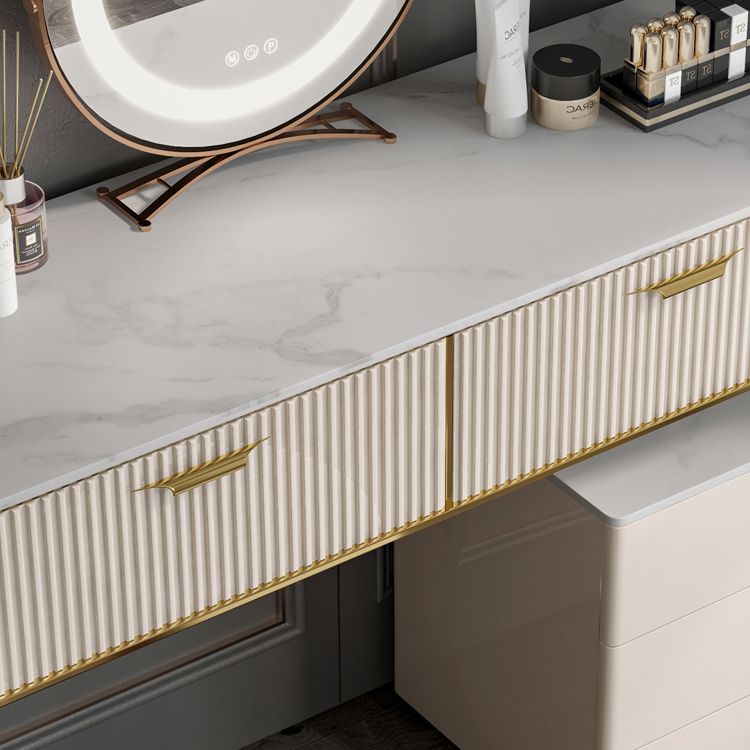 2/5-Drawer Vanity Makeup Table Set Metal Dressing Table in Beige