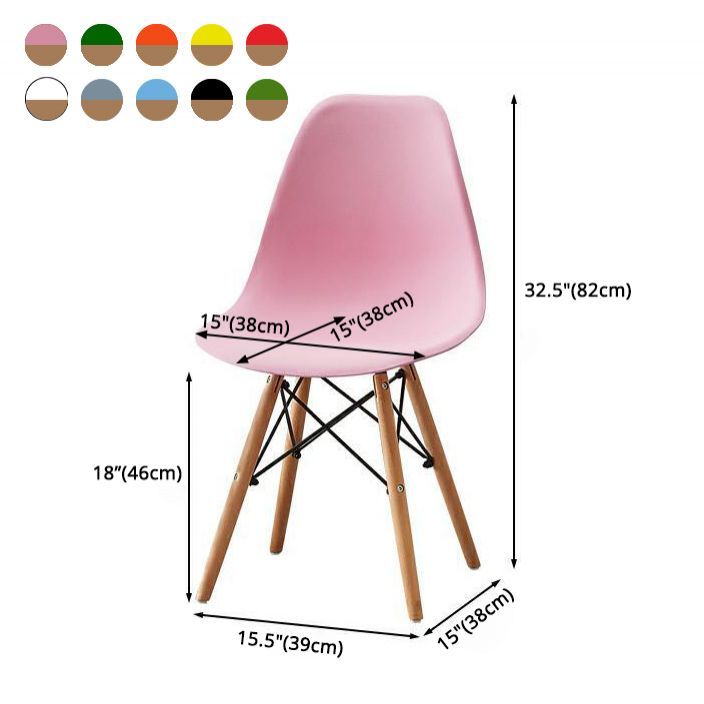 Contemporary Style Dining Room Chair Solid Back Single Dining Armless Chair with Wooden Legs