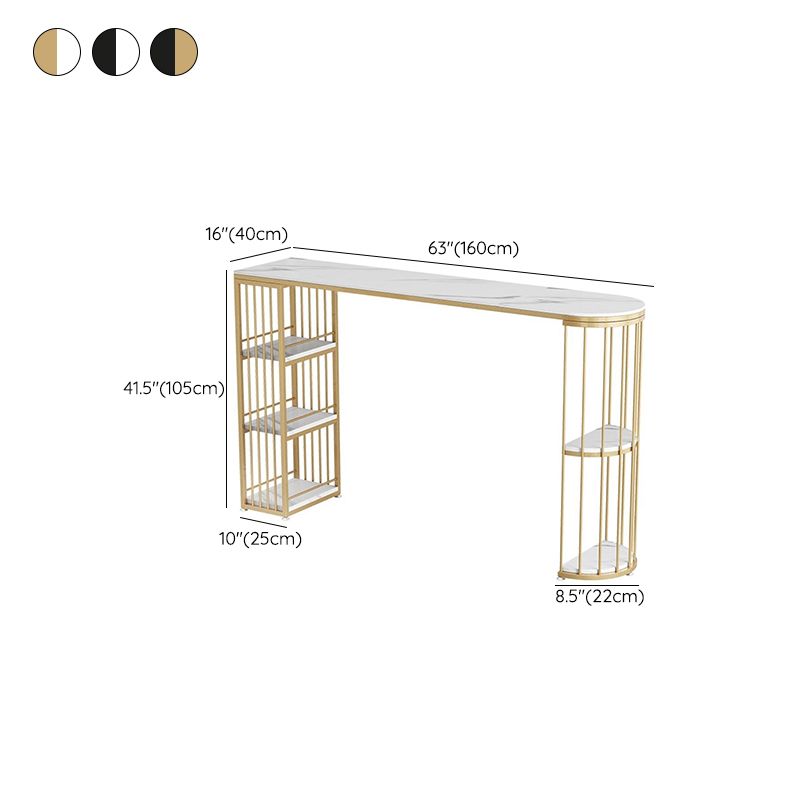 Modern Bistro Bar Table Sintered Stone Rectangle Bar Table with Shelves