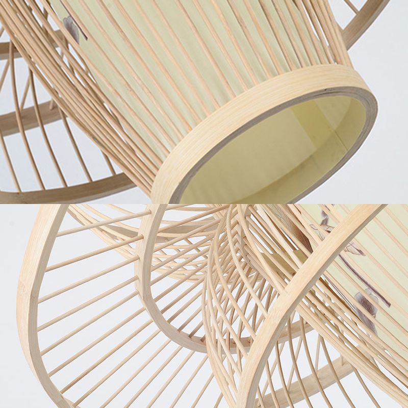 Chinesische Lotus -Anhänger Beleuchtungskörper Rattan Hanges Licht mit hängenden Kabel für das Restaurant