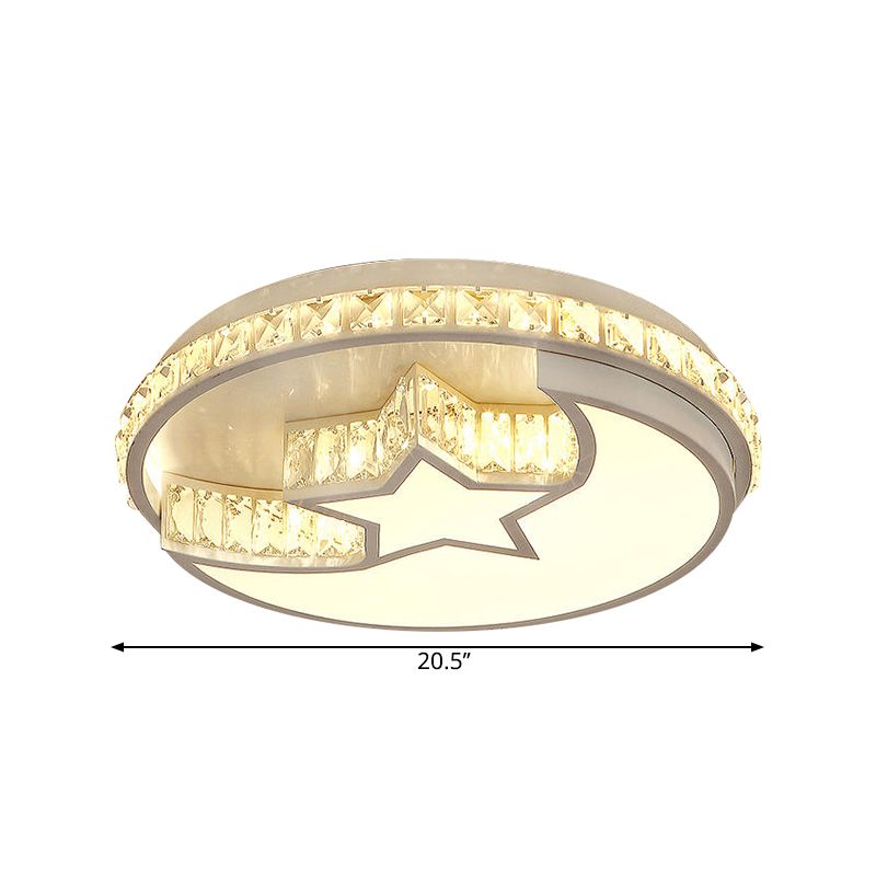 Lámpara de techo de estrella y media luna, lámpara de montaje empotrado LED cromada con bloque de cristal simple