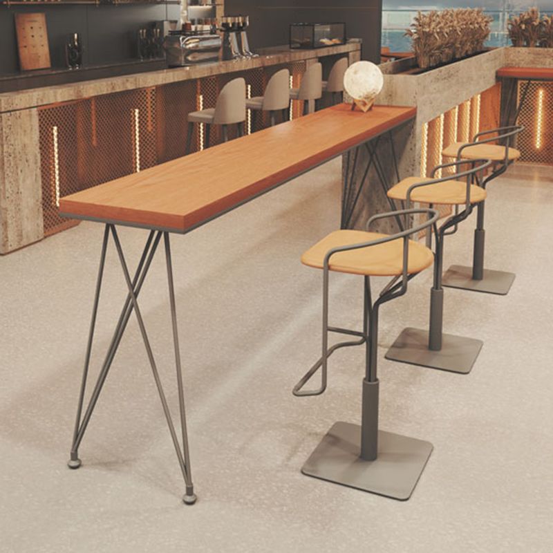 Glam Style Rectangle Bar Table Solid Wood 4 Legs Bar Wine Table