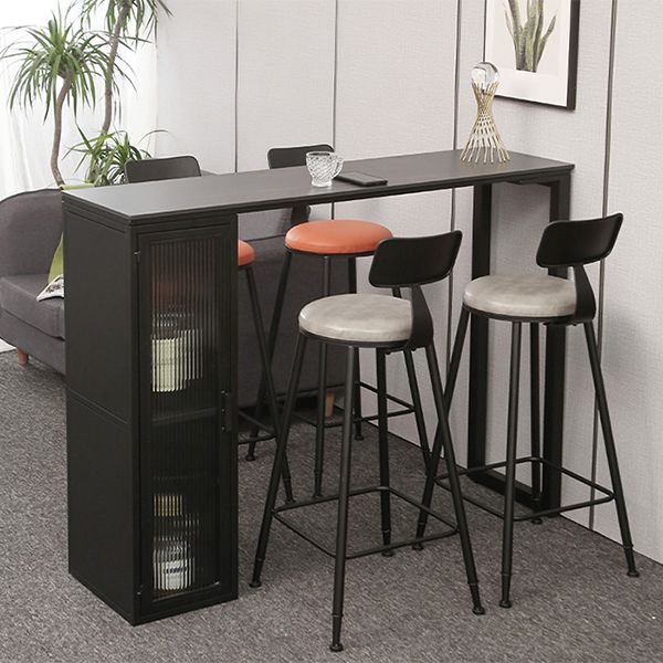 Double Pedestal Bar Table Set 1/3 Pcs Stone Top Bar Table and Upholstered Stools