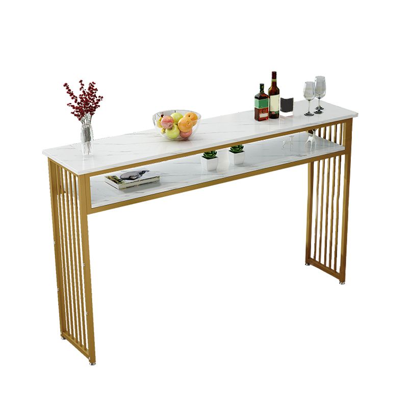 Rectangle Bar Pub Table Set 1/3/4/5 Pcs Metal and Wood Bar Table and Upholstered Stools