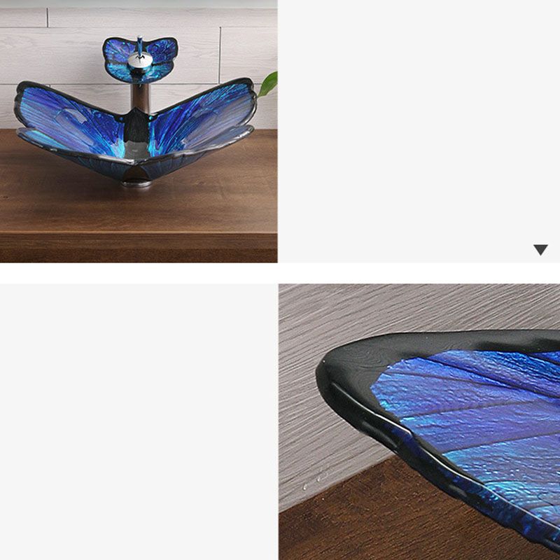 Tempered Glass Bathroom Sink Modern Style Bathroom Sink with Specialty Shape