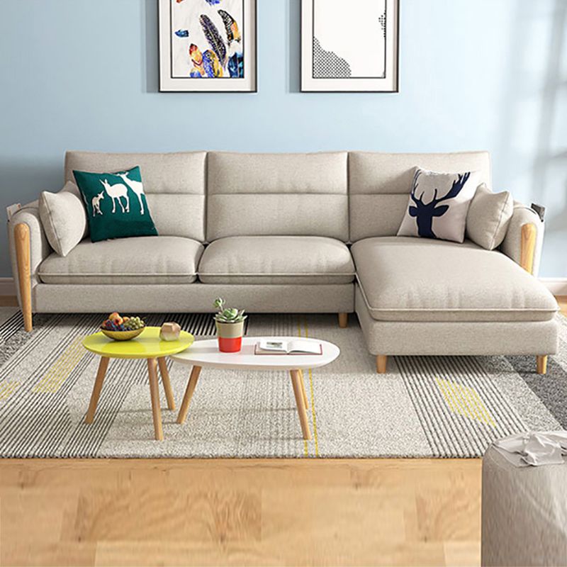 Contemporary Fabric Living Room Square Arm Cushions Sofa Chaise