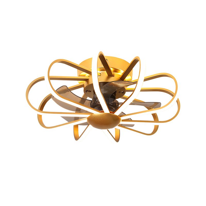 Metall Lineare Lüfterbeleuchtung minimalistische künstlerische Schlafzimmer LED Semi Flush Deckenleuchte