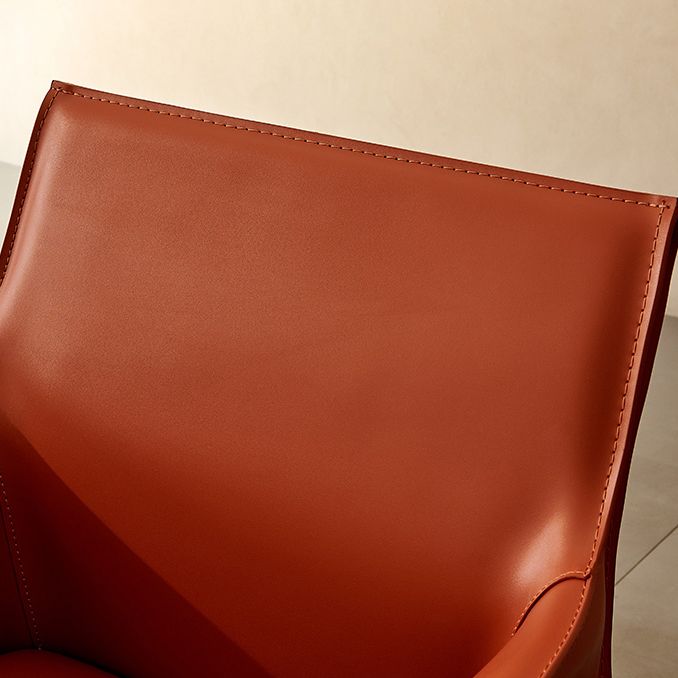 Modern Arm Dining Chair Faux Leather Low Back Dining Side Chair