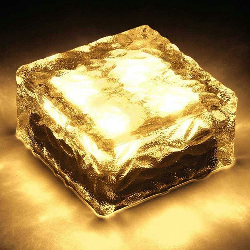 Square Clear Glass Solar Ground Lighting Minimalistic LED Path Light for Courtyard