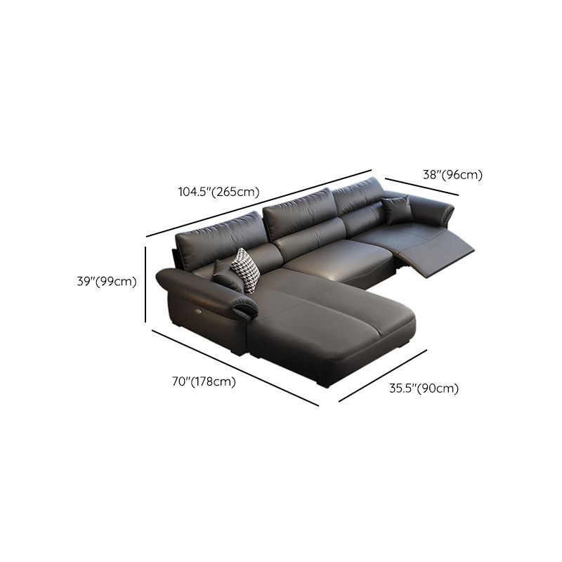 Scratch Resistant Power - Push Button Pillow Top Arm Genuine Leather Sofa