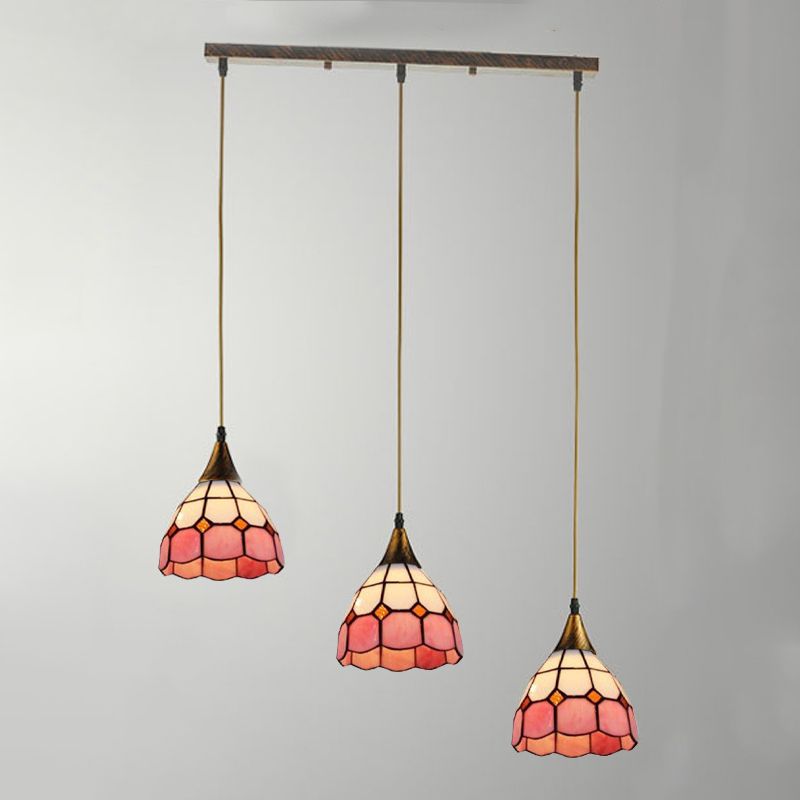 Glass Bowl Shape Hanging Lights Tiffany Style Hanging Mount Fixture for Restaurant