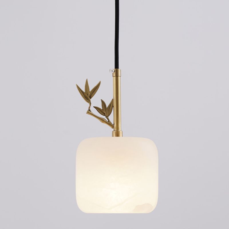 1 Licht Luxus Marmor Hanging Lampe, nordische Ziegelschatten-Anhängerbeleuchtung für Schlafzimmer