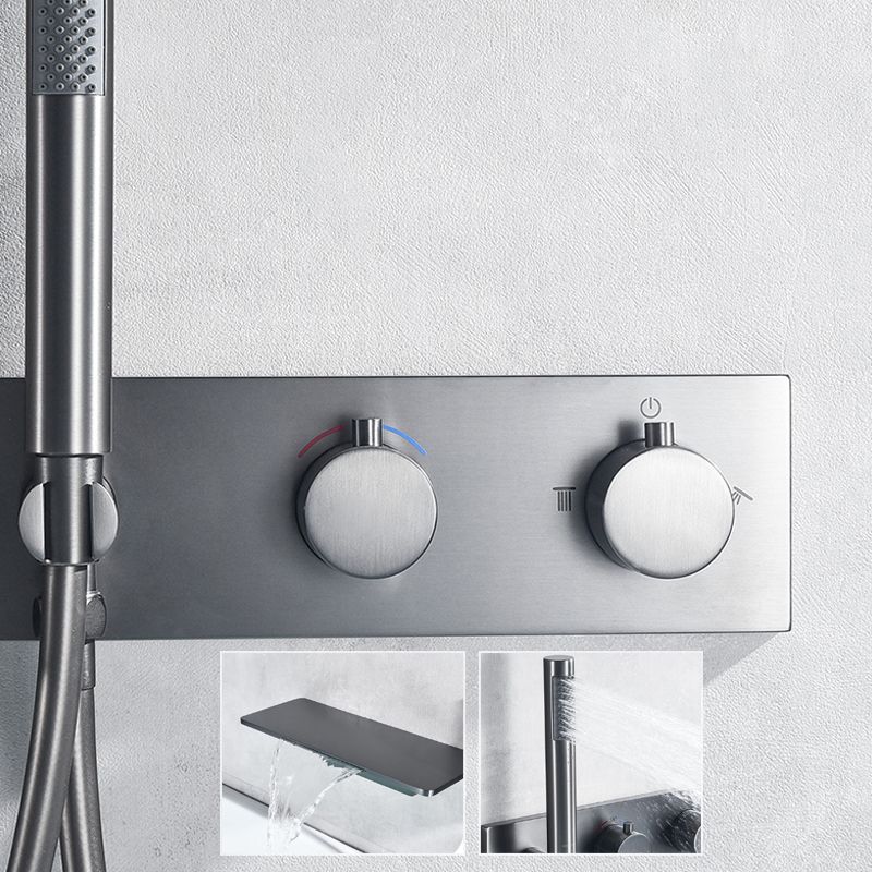 Wall Mounted Metal Tub Filler Double Handles Waterfall Tub Faucet Trim