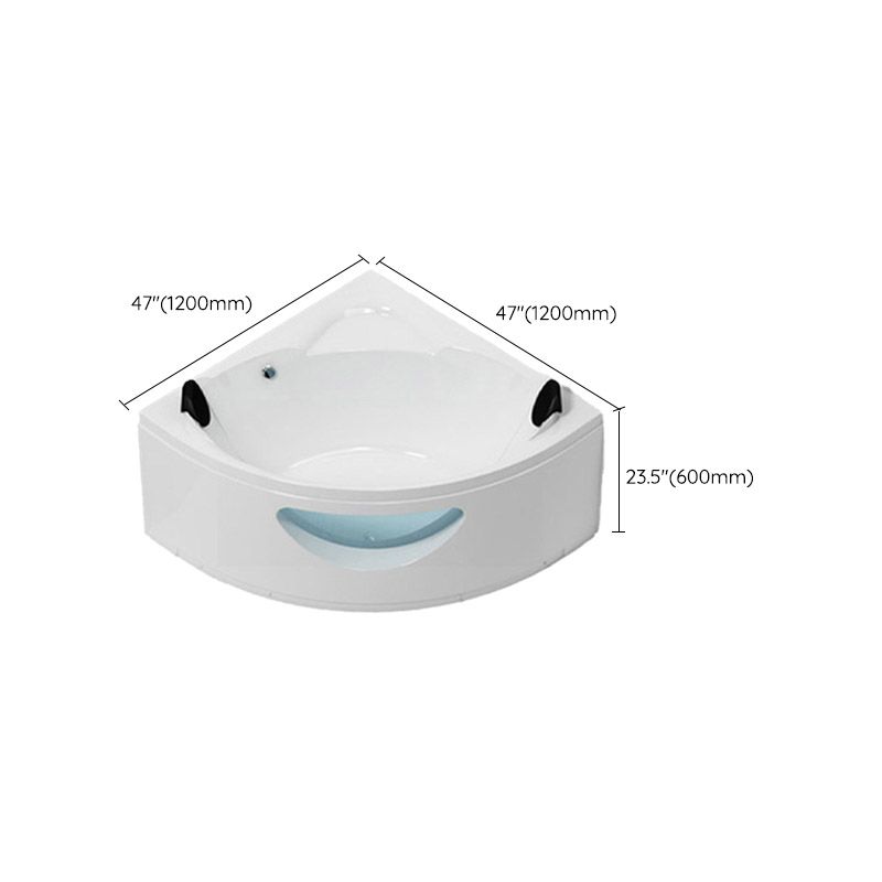 Contemporary Acrylic Corner Bath Tub White Tub with Internal Drain