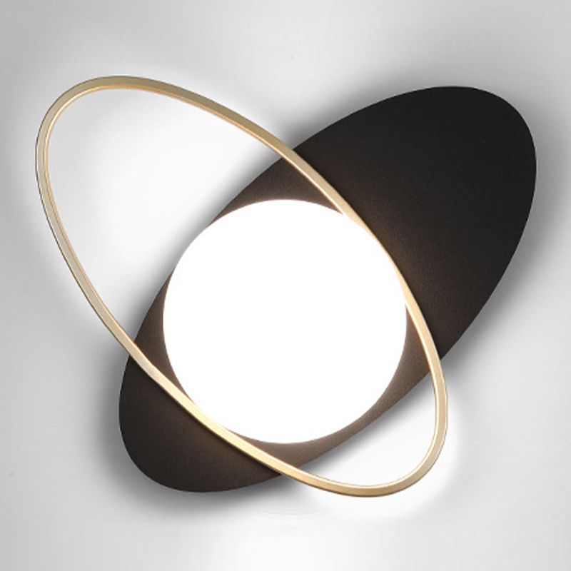 Modern Metal Wall Light Globe 1 Light Wall Sconce with Glass for Bedroom