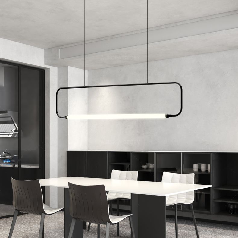 Moderner Stil Rechteck hängen Anhänger Leuchtmetall 1 Licht Anhängerleuchte