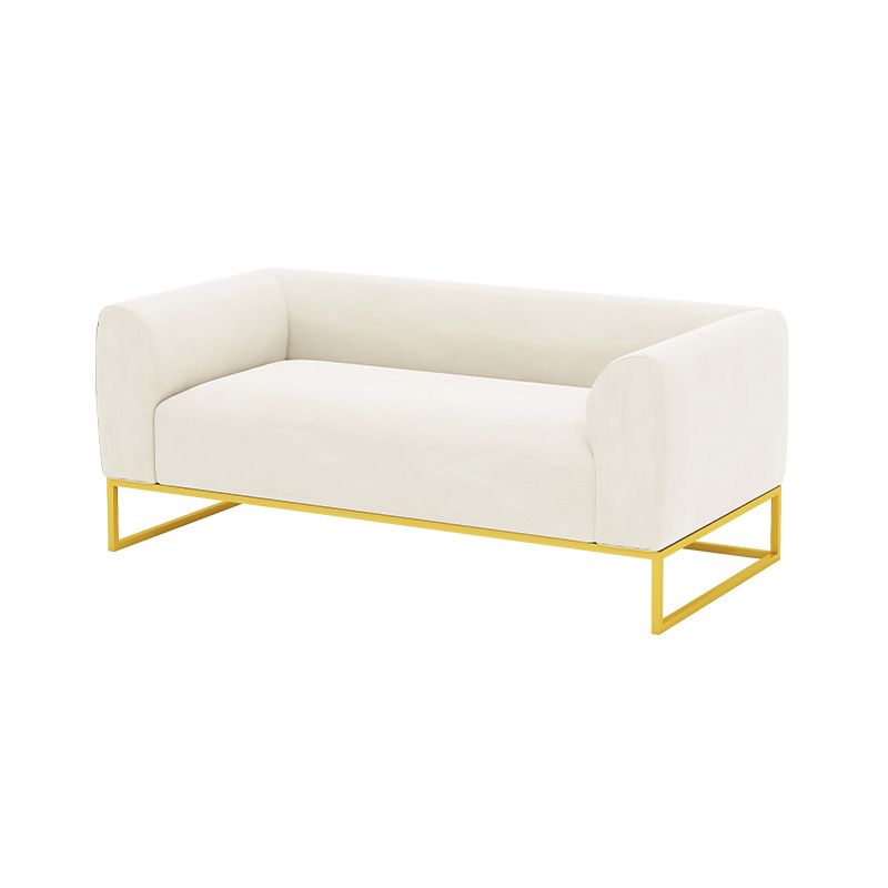 Modern 27.55" H Wood Frame Tuxedo Arm Sofa in White for Living Room