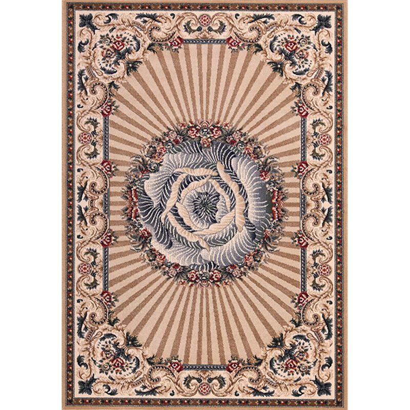 Shabby Chic Red Carpet Antique Pattern Polyester Area Rug Non-Slip Backing Rug for Home Decor