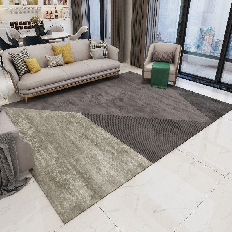 Fancy Modern Carpet Grey Geometric Pattern Area Rug Stain Resistant Rug for Living Room