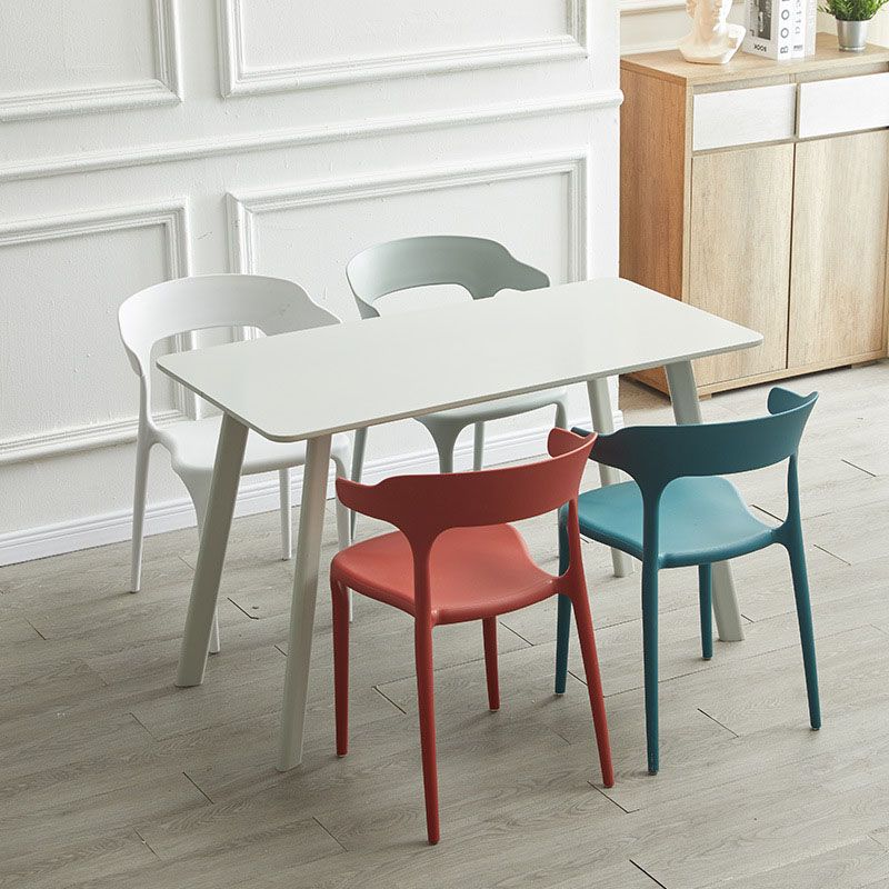 Silla de comedor de plástico escandinavo, sillón de cocina, silla con respaldo abierto