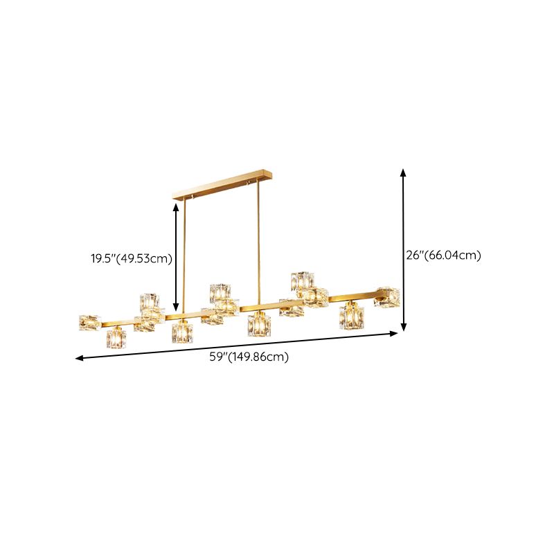 Contemporary 7/9/11/13/15-Light Golden Kitchen Island Lighting LED Ceiling Light