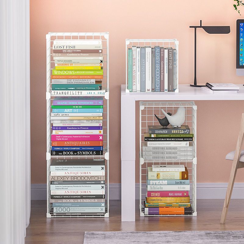 Contemporary Metal Shelf Bookcase Closed Back Home Book Shelf