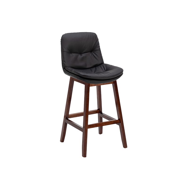 Contemporary Solid Wood Legs Faux Leather Indoor Counter Stools with Cushion
