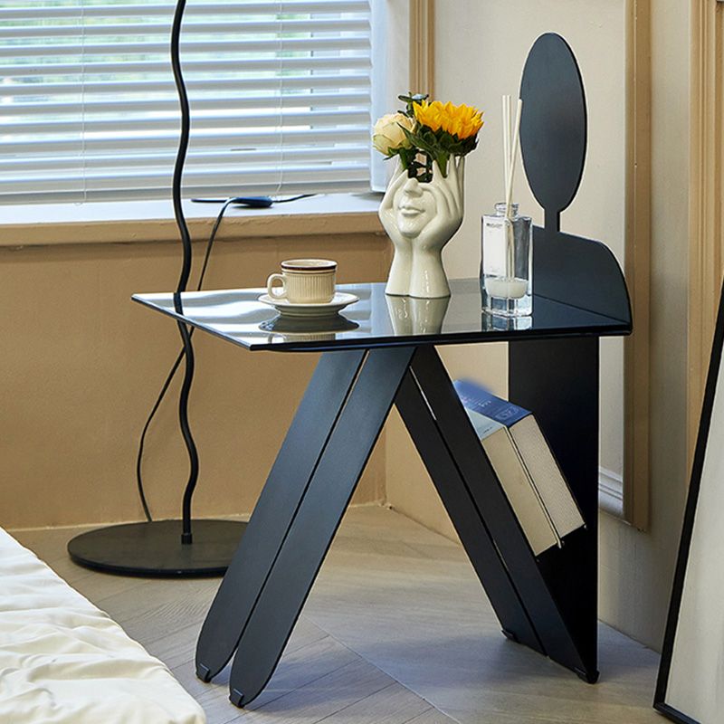 18.90" Wide Contemporary Corner Table Glass Clear Accent Side Table