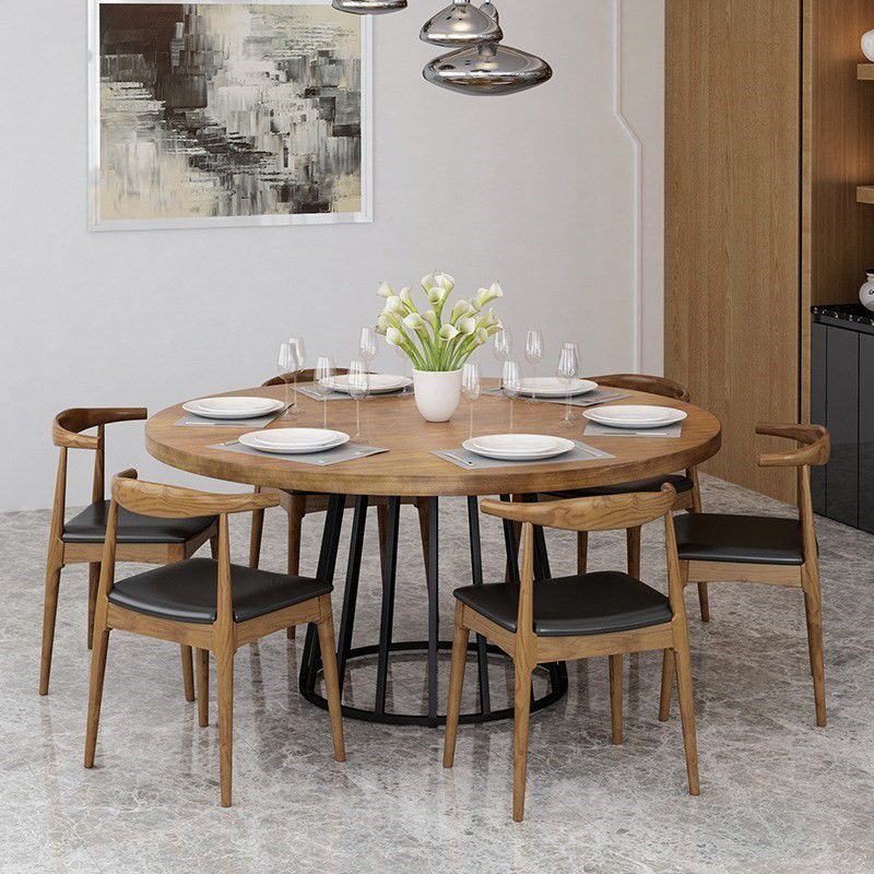 Round Table Contemporary Style Solid Wood Dining Table for Home Kitchen