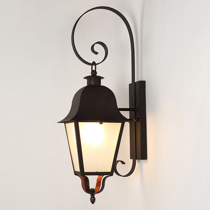 Lámpara de pared metálica de una sola luz vintage, aplique de pared impermeable para exteriores con brazo fijo para escaleras y pasillos