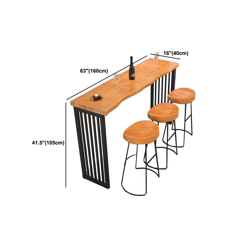 Industrial Rectangle Solid Wood Bar Table Set 1/2/3/4/5/7 Pieces Counter Table with Stools