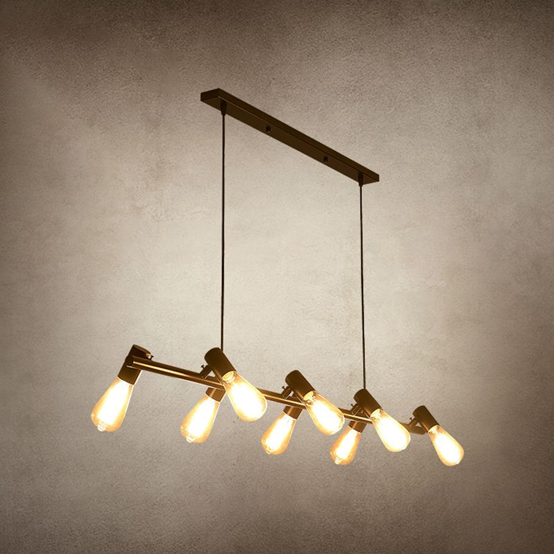 Black Industrial Pendant Light Linear Shape Island Light with Metal Shade for Living Room