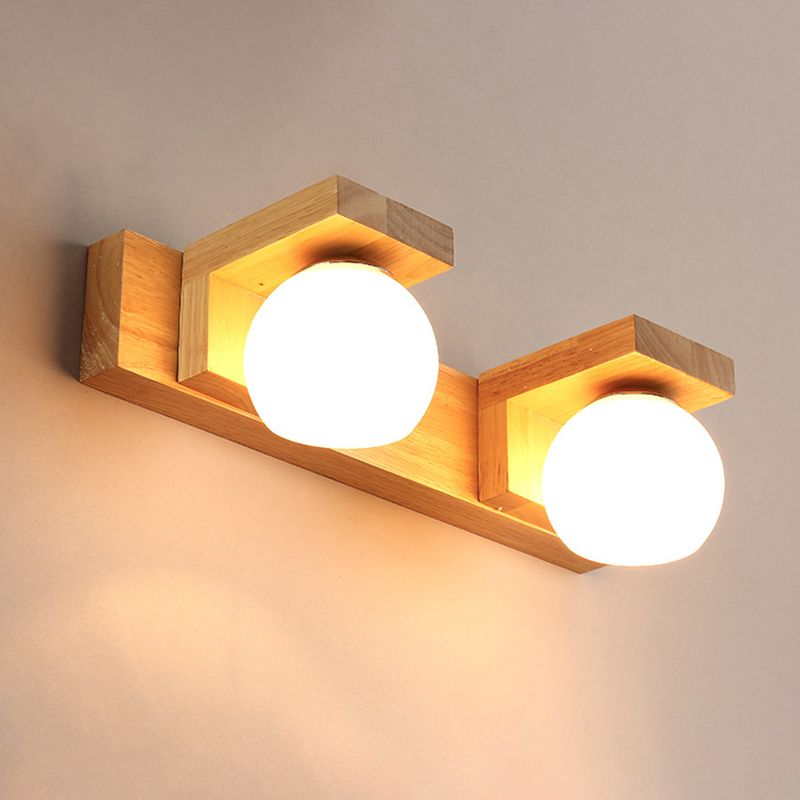 Sfera in vetro Vanitario Vanity Wall Sconce Nordic Wooden Vanity Light Segret per il bagno
