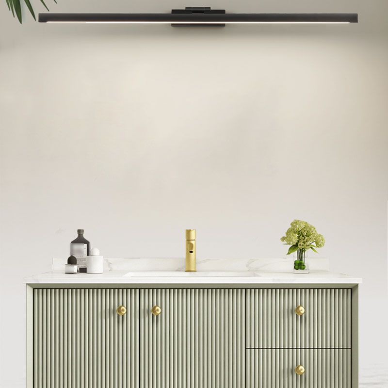 Metal Linear Wall Sconce Modern Style 1-Light Swing Arm Mirror Wall Light Fixture in Black