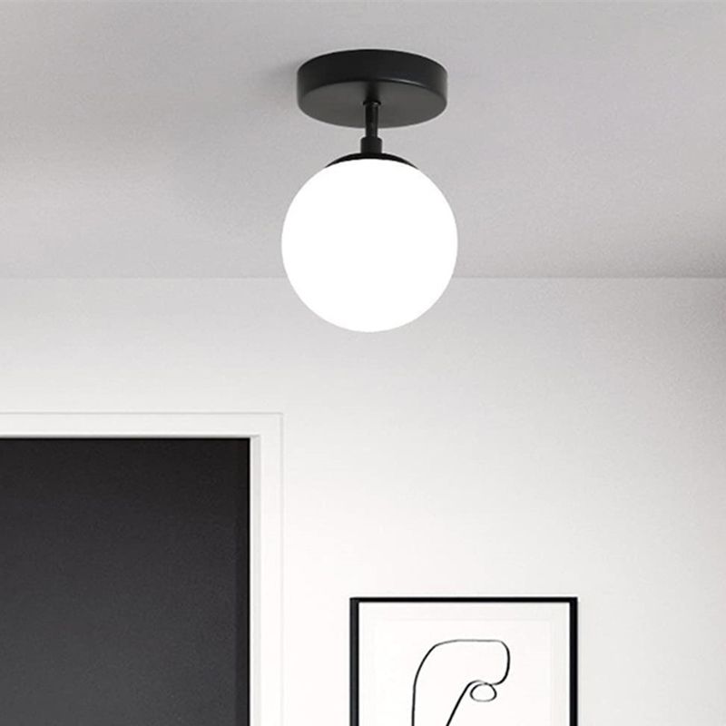 White Globe Shaded Ceiling Light Modernism Flush Mount Lighting for Foyer