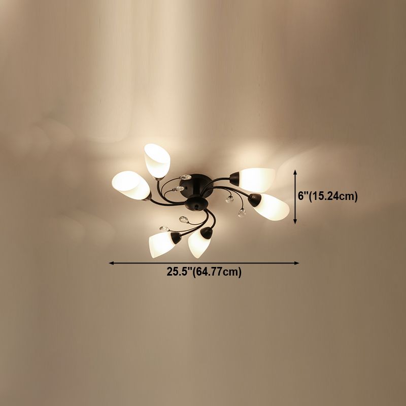 Black Flush Mounted Lamp Simple Style Glass Cone Ceiling Light Fixture