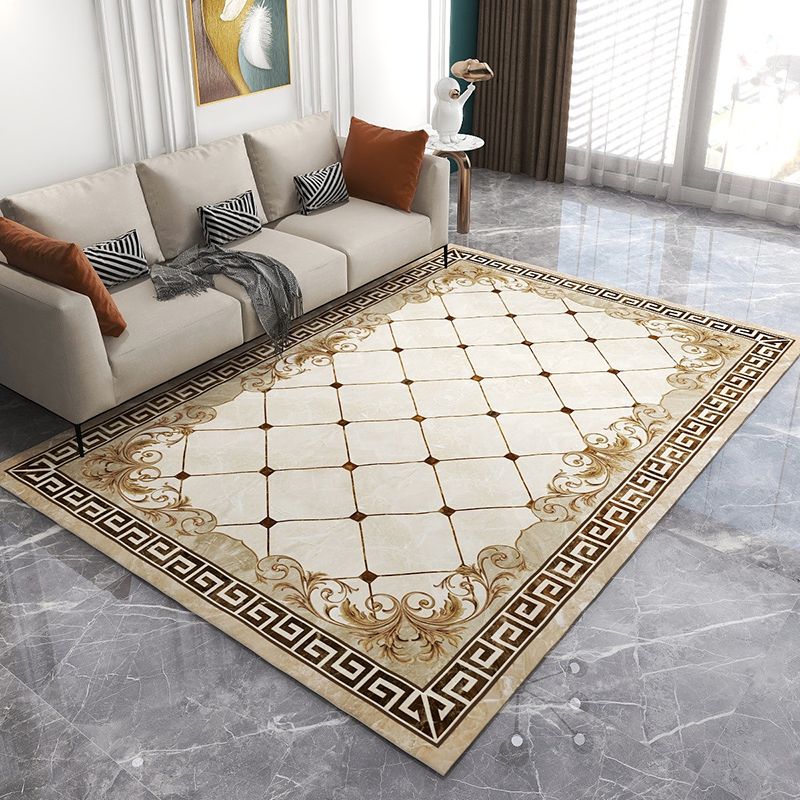 Solid Color Modern Area Carpet Polyester European Print Indoor Rug Easy Care Carpet for Living Room